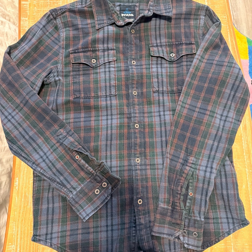 Prana Dark Plaid Slim Fit Shirt (S/M)